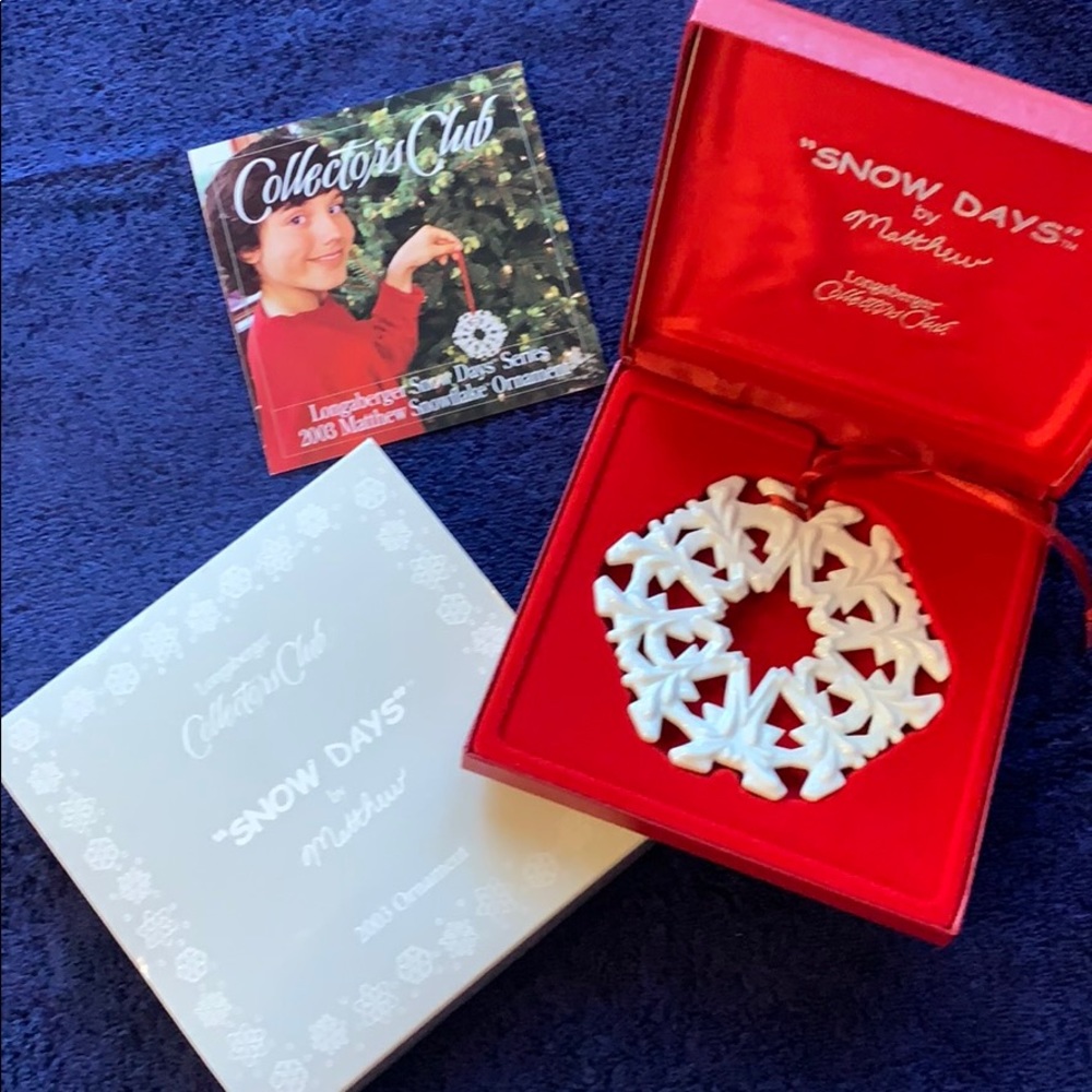 NIB Longaberger 2003 Matthew Snowflake ornament